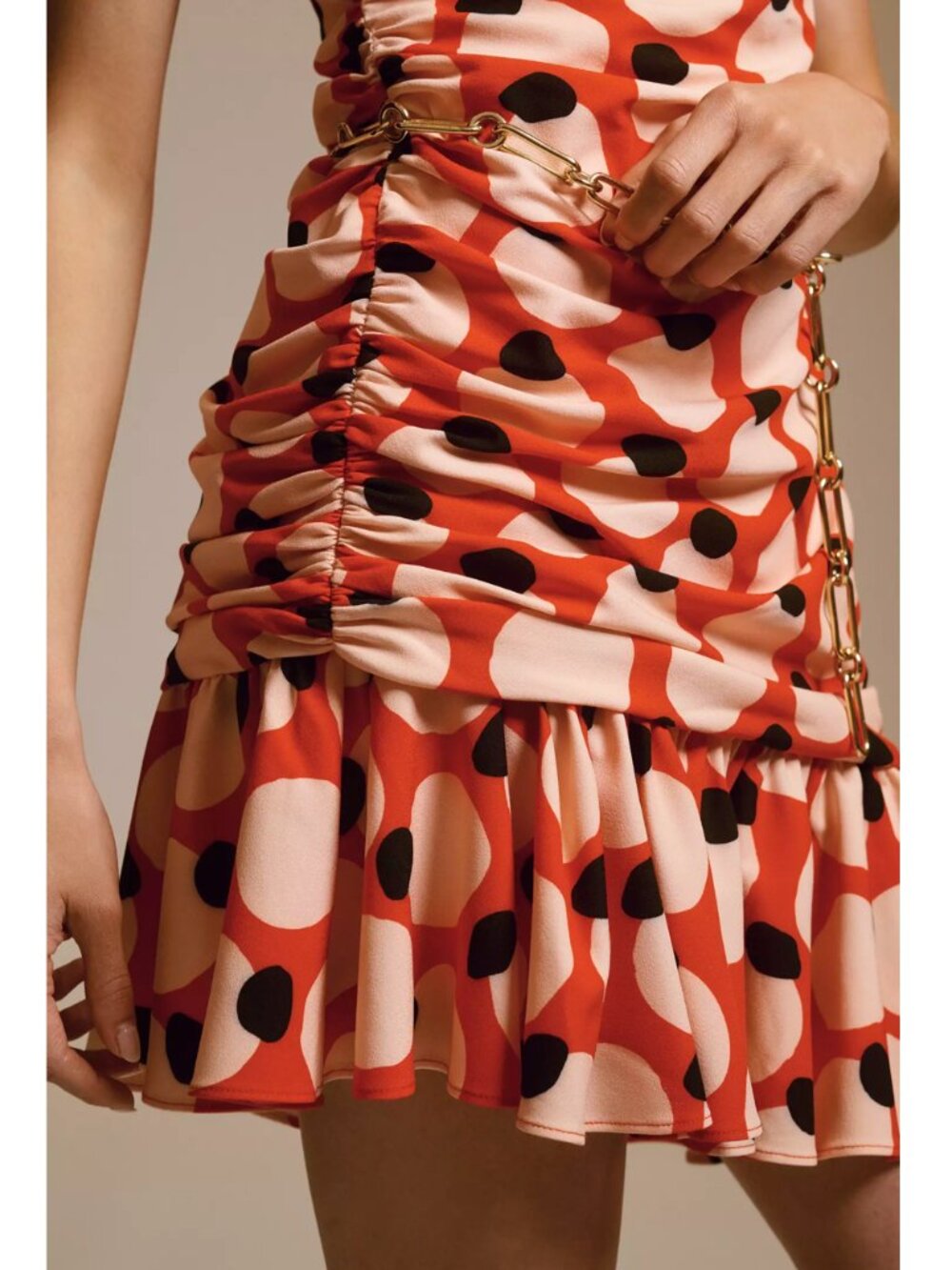 Anthropologie Hutch Sleeveless Shirred Asymmetrical Ruffle Hem Dress Size L - Picture 3 of 9